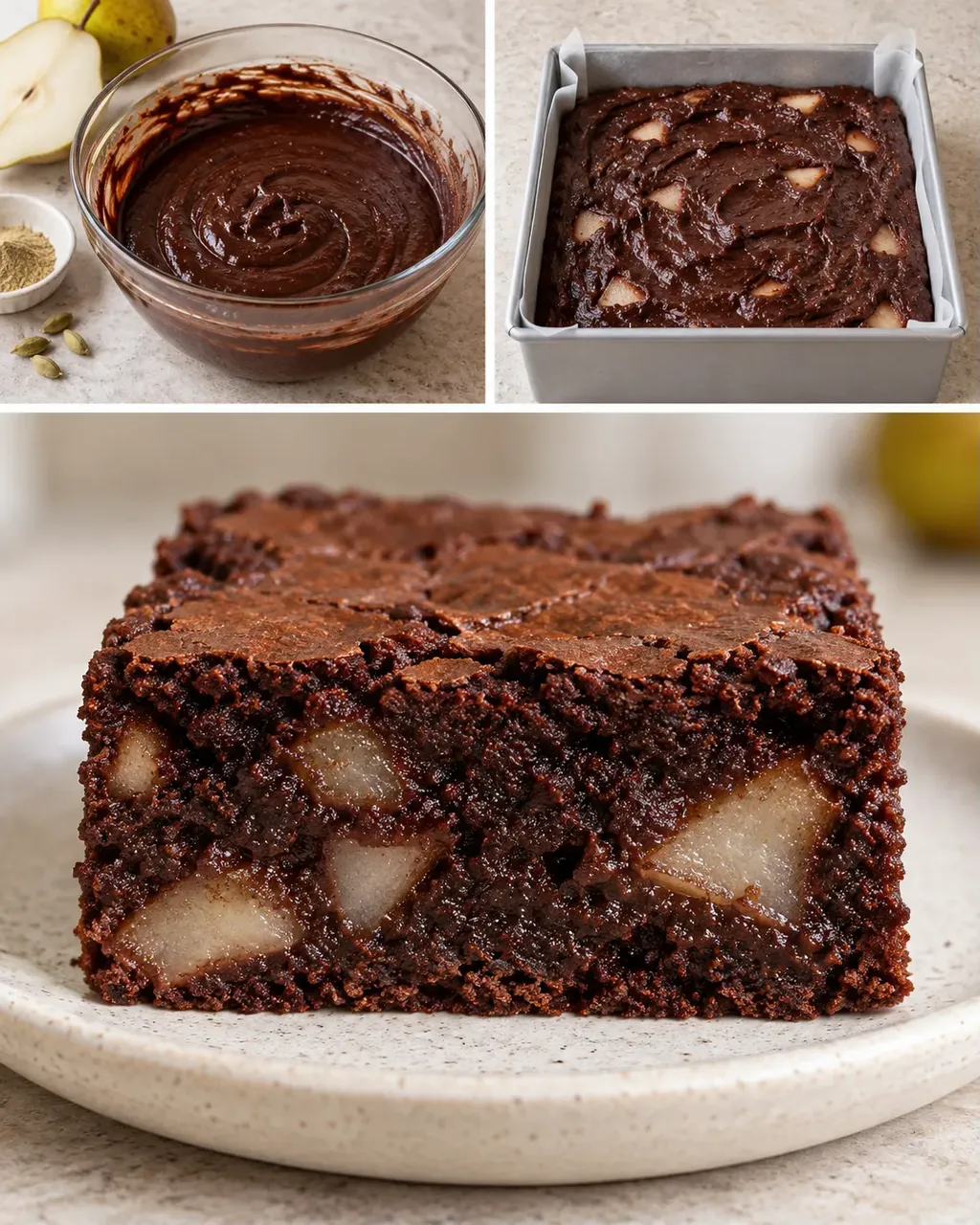 Brownie kardamommal és körtével