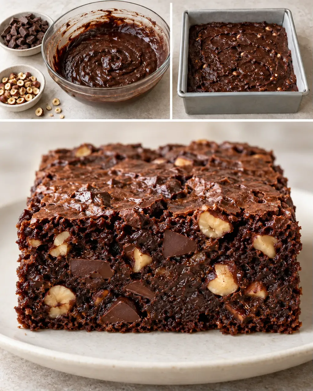 Brownie csokoládéval és mogyoróval