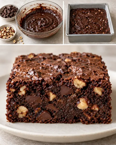 Brownie csokoládéval és mogyoróval