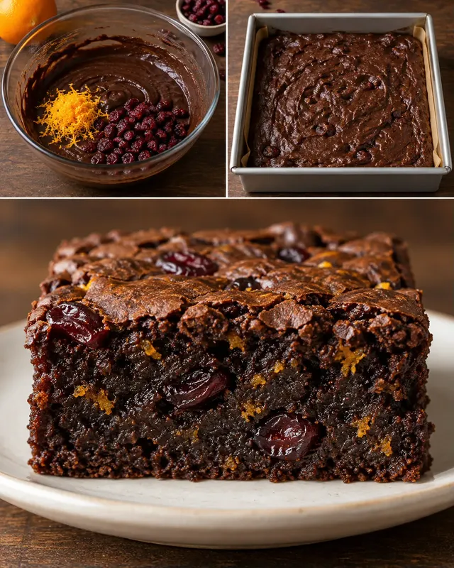 Brownie vörös áfonyával és naranccsal