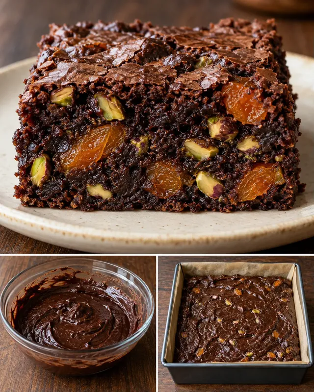 Brownie sárgabarackkal és pisztáciával