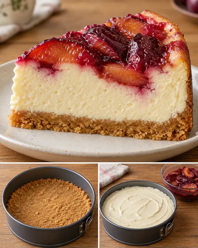 Sült sajttorta szilvával és vaníliával