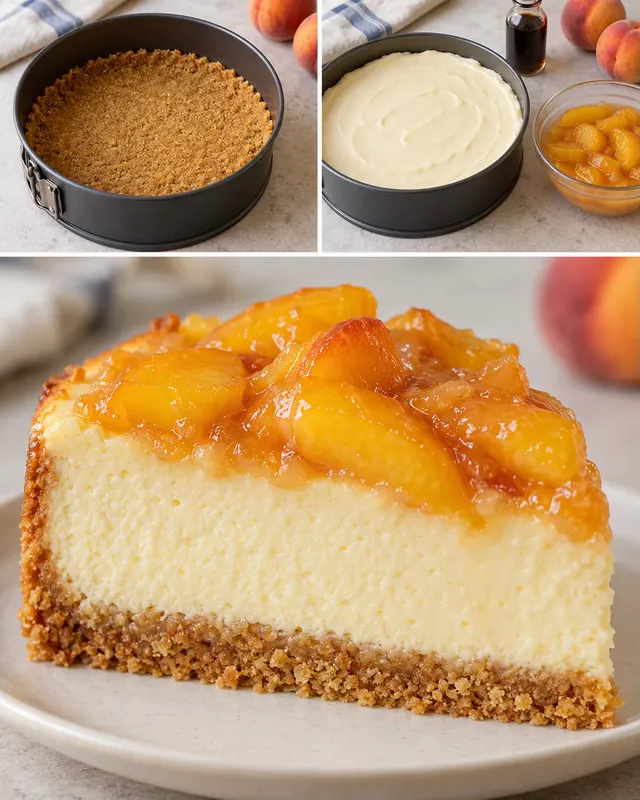 Sült sajttorta őszibarackkal és vaníliával