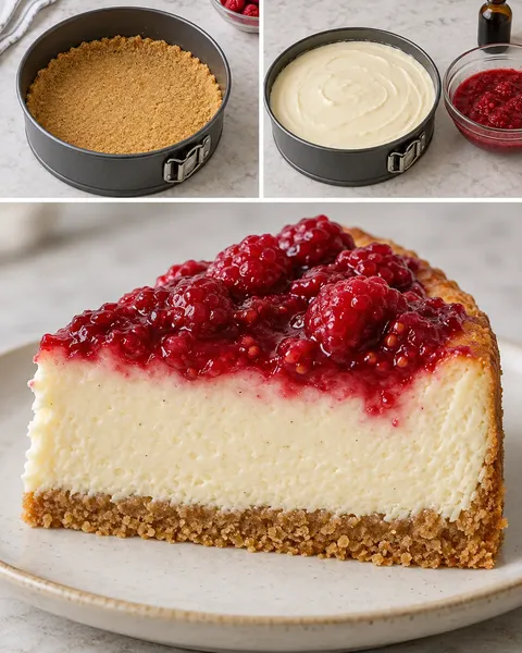 Sült sajttorta málnával és vaníliával