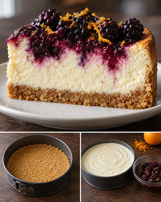 Sült sajttorta szederrel és naranccsal