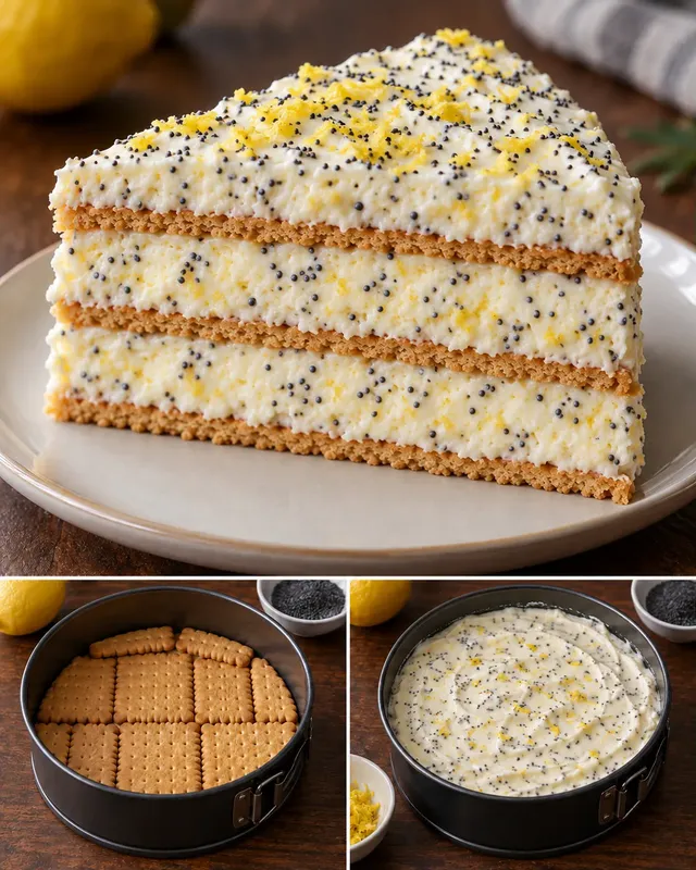Sütés nélküli keksztorta citrommal és mákkal
