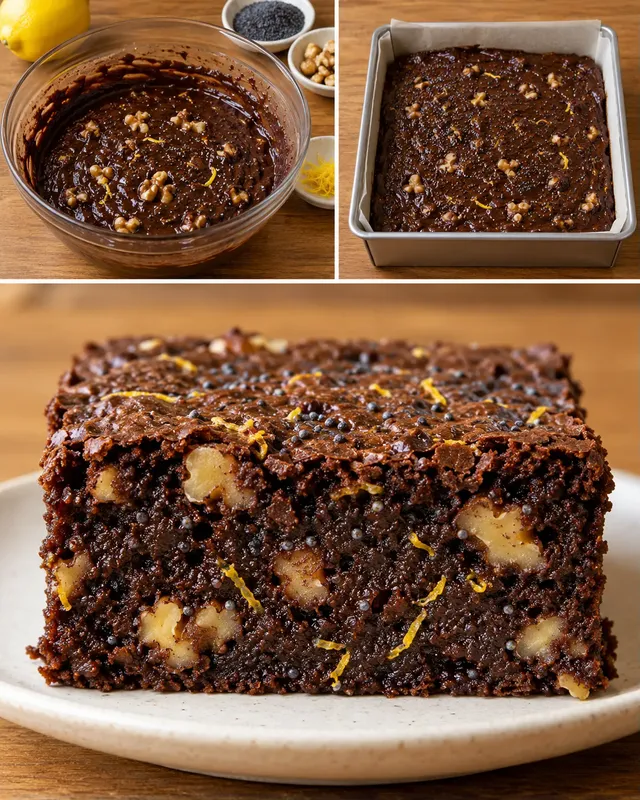 Brownie citrommal és mákkal — dió