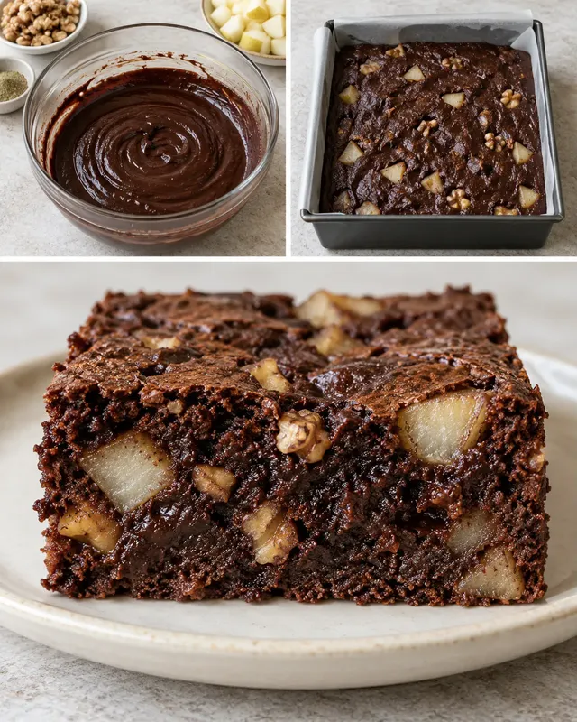 Brownie kardamommal és körtével — dió