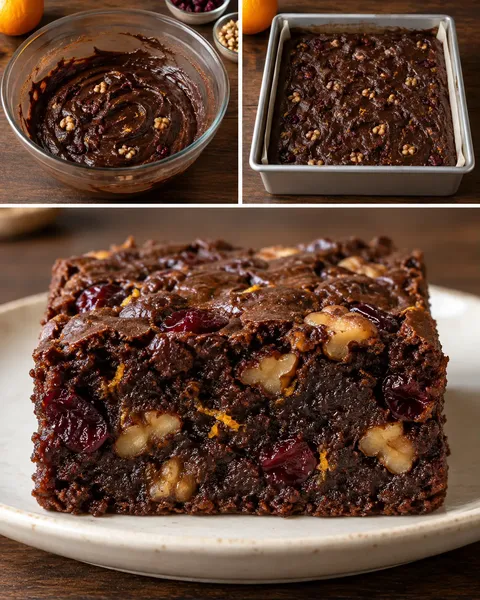 Brownie vörös áfonyával és naranccsal — dió