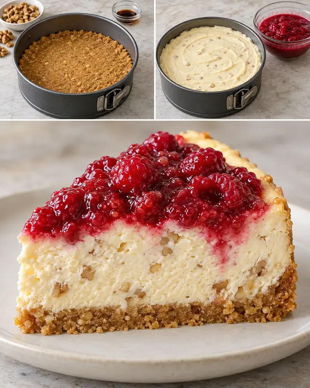 Sült sajttorta málnával és vaníliával — dió
