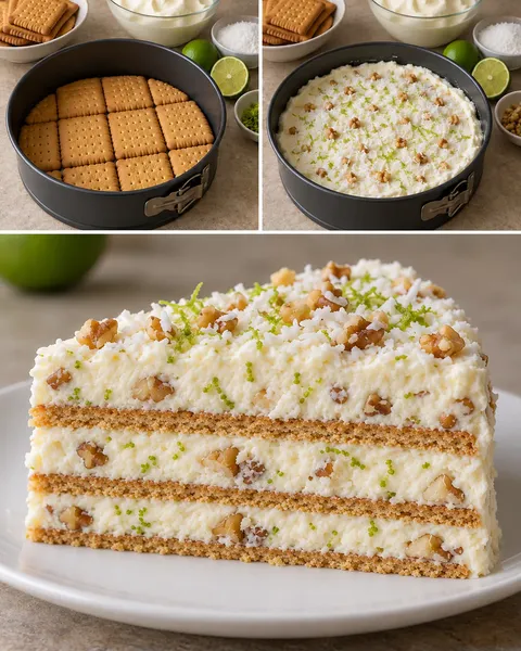 Sütés nélküli keksztorta kókusszal és lime-mal — dió