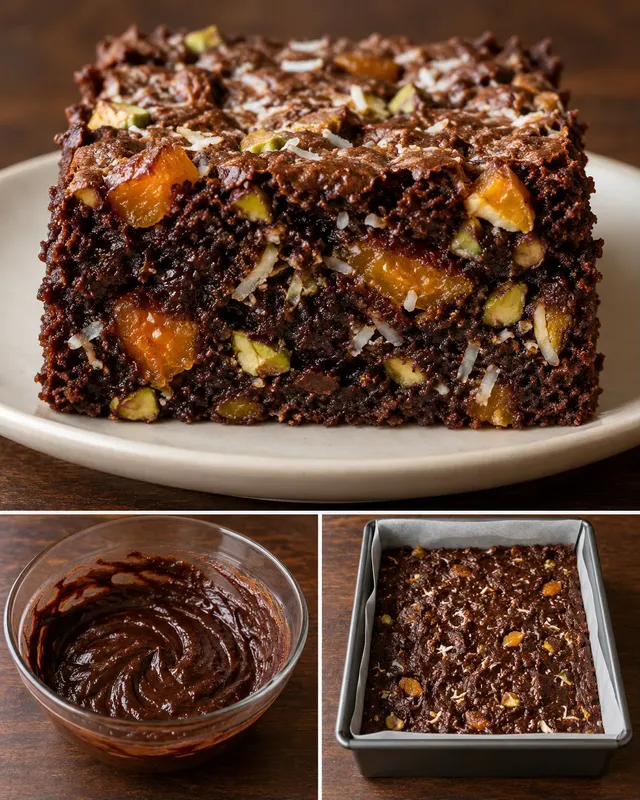 Brownie sárgabarackkal és pisztáciával — kókusz