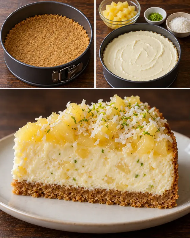 Sült sajttorta ananásszal és lime-mal — kókusz