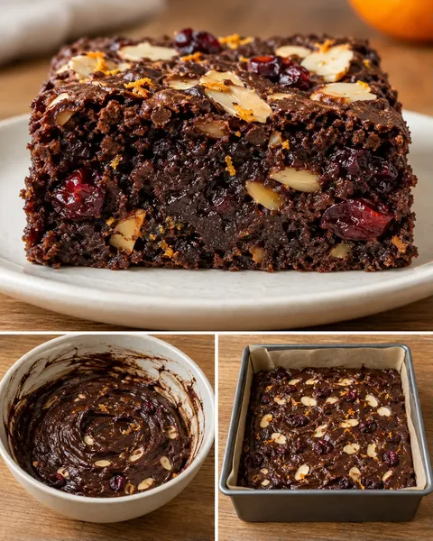 Brownie naranccsal és mandulával — vörös áfonya