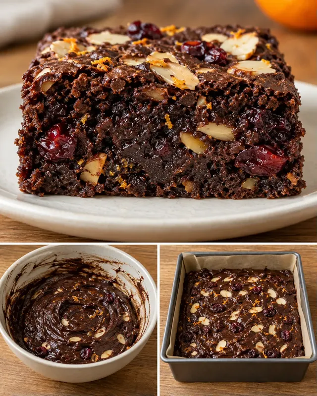 Brownie naranccsal és mandulával — vörös áfonya