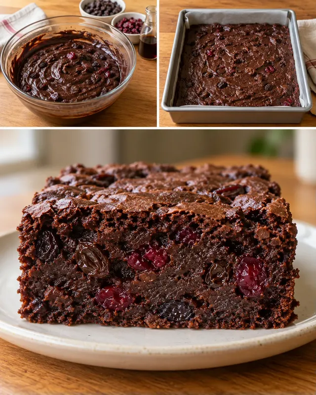 Brownie vaníliával és mazsolával — vörös áfonya