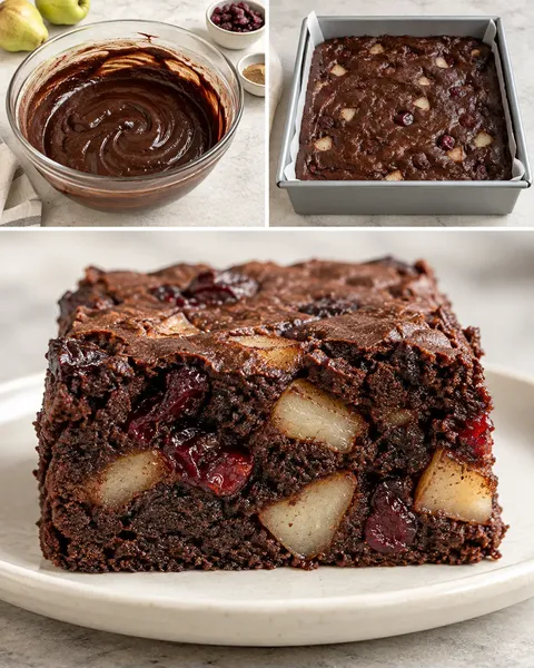 Brownie kardamommal és körtével — vörös áfonya