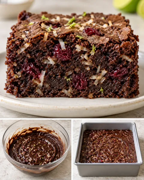 Brownie kókusszal és lime-mal — vörös áfonya