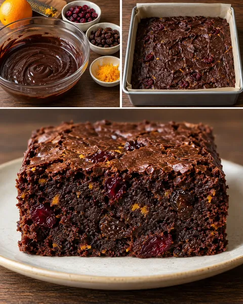Brownie vörös áfonyával és naranccsal — mazsola