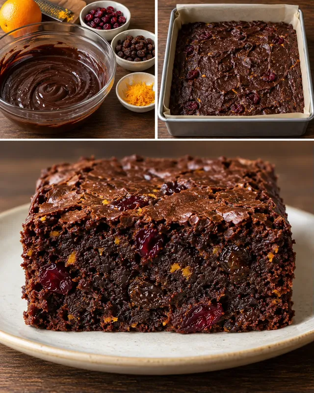 Brownie vörös áfonyával és naranccsal — mazsola