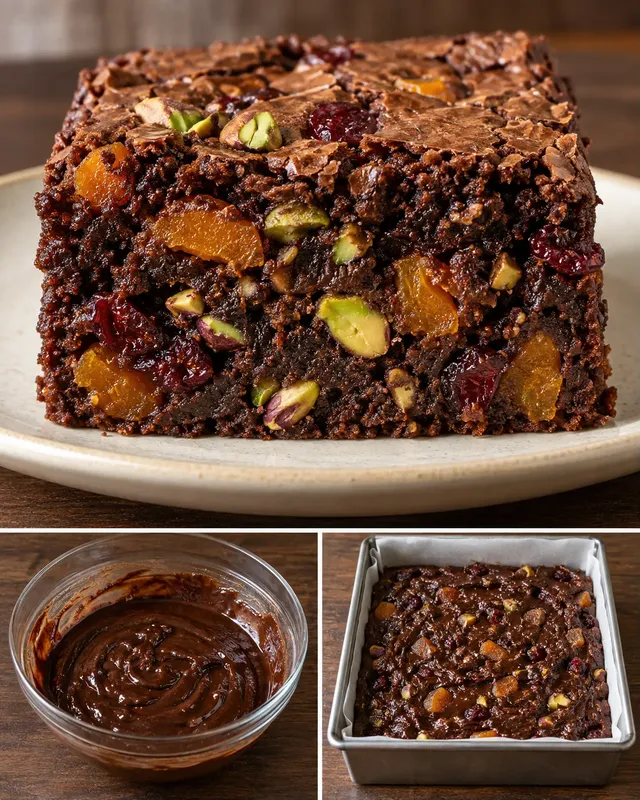 Brownie sárgabarackkal és pisztáciával — vörös áfonya