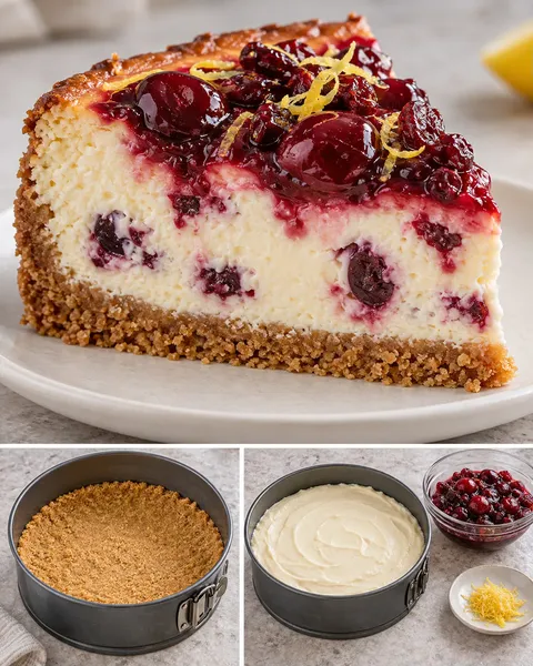 Sült sajttorta meggyel és citrommal — vörös áfonya