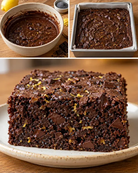 Brownie citrommal és mákkal — étcsokoládé
