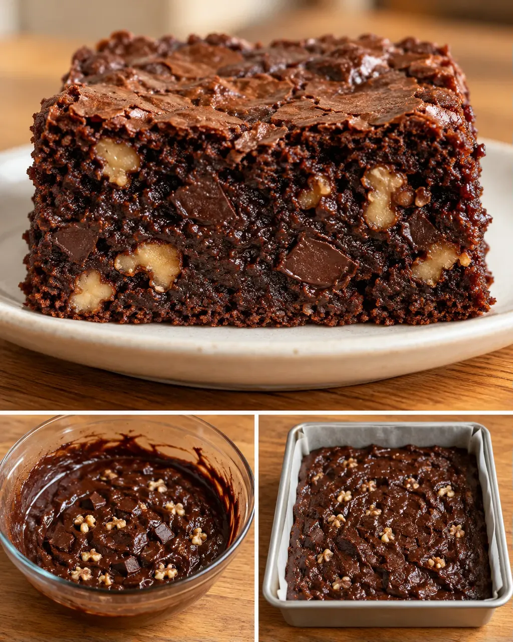 Brownie kávéval és dióval — étcsokoládé