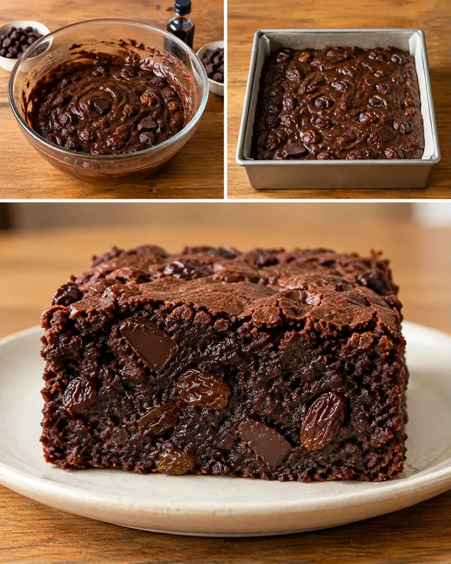 Brownie vaníliával és mazsolával — étcsokoládé