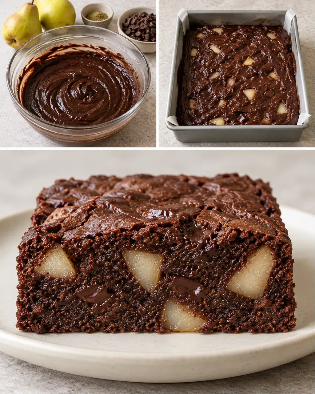 Brownie kardamommal és körtével — étcsokoládé