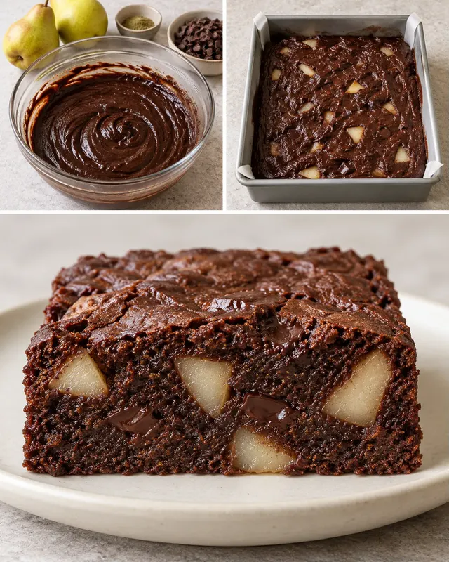 Brownie kardamommal és körtével — étcsokoládé