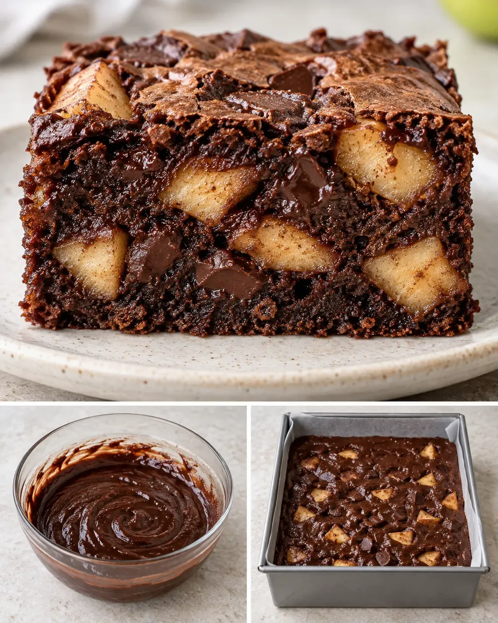 Brownie fahéjjal és almával — étcsokoládé