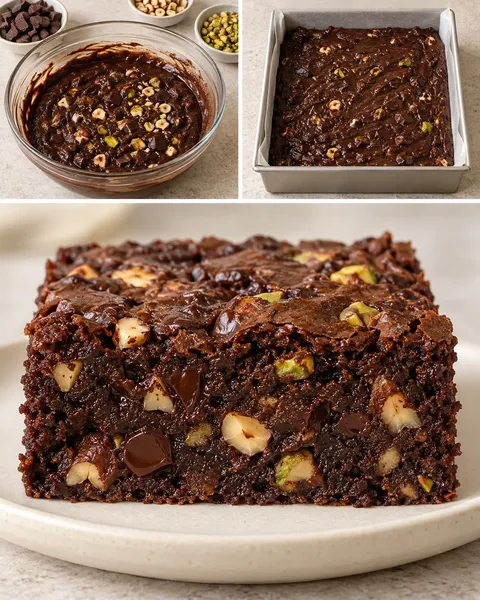 Brownie csokoládéval és mogyoróval — pisztácia