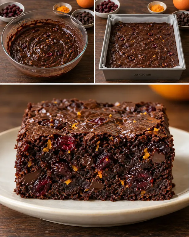 Brownie vörös áfonyával és naranccsal — étcsokoládé
