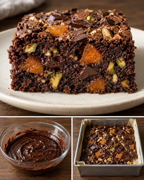 Brownie sárgabarackkal és pisztáciával — étcsokoládé