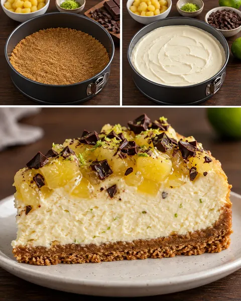 Sült sajttorta ananásszal és lime-mal — étcsokoládé