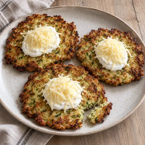 Aranybarna cukkini lángos fokhagymás tejföllel és reszelt sajttal