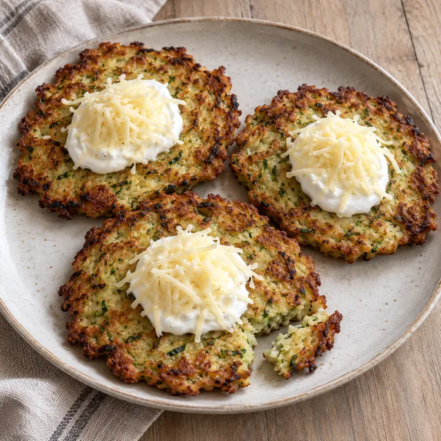 Aranybarna cukkini lángos fokhagymás tejföllel és reszelt sajttal