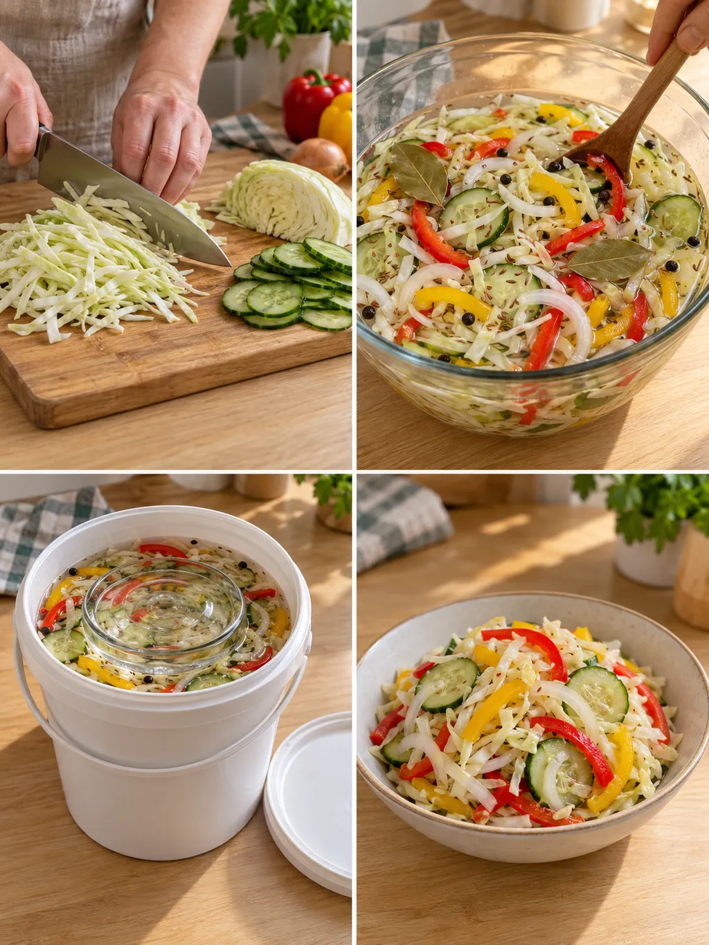 A csalamádé szeletelése, összekeverése, vödörbe töltése és tálalása