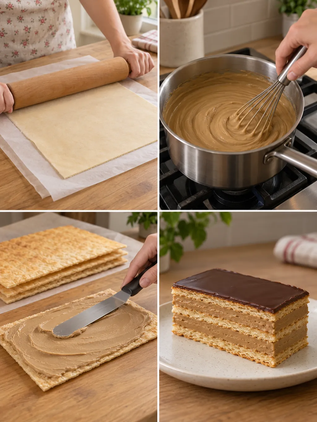Tésztanyújtás, krémfőzés és rétegezés mellett a kész kávékrémes filléres szelet