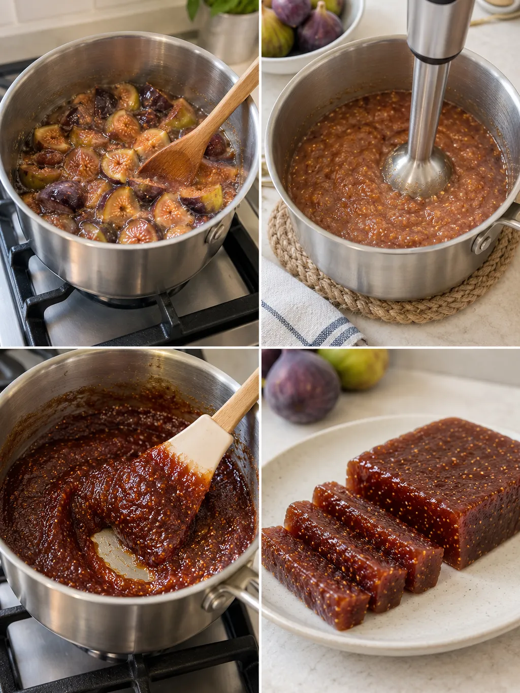 A fügesajt készítése a füge puhításától a kész gyümölcstömb szeleteléséig